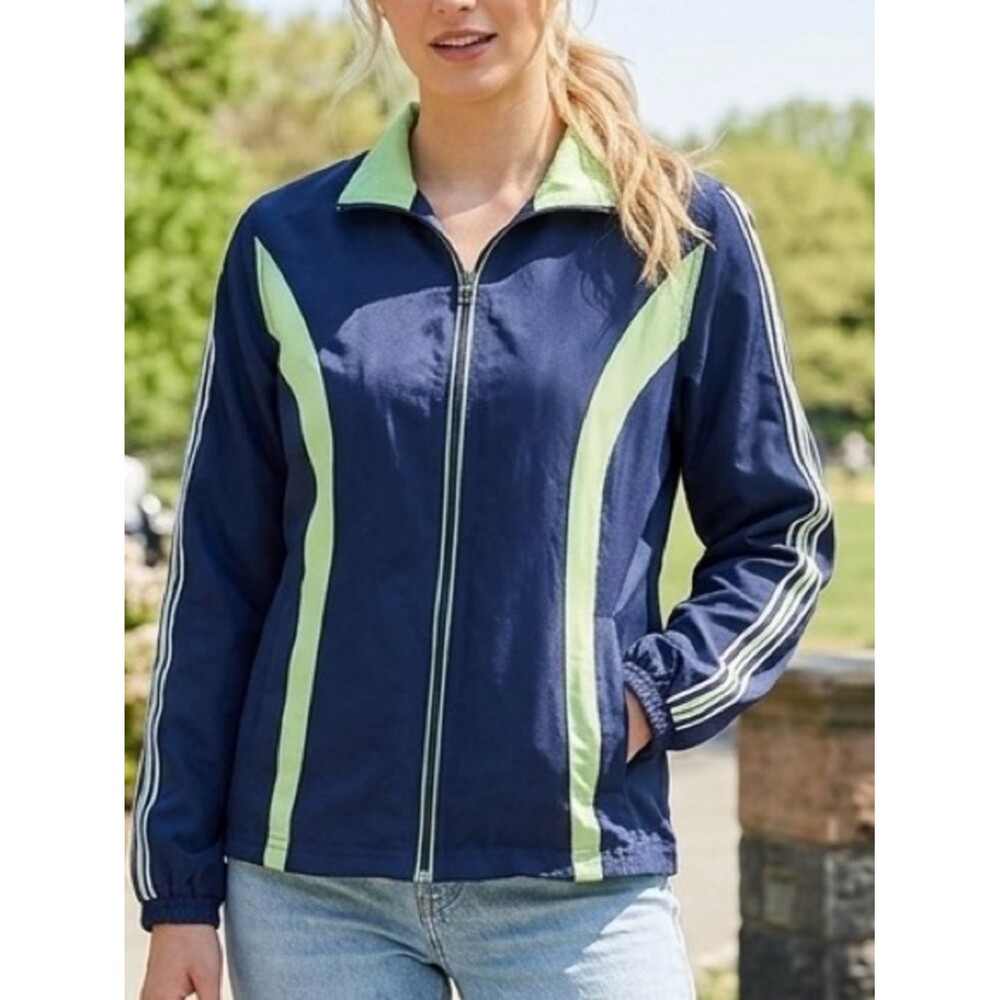 Navy and Lime Zip-Up Women's Jacket